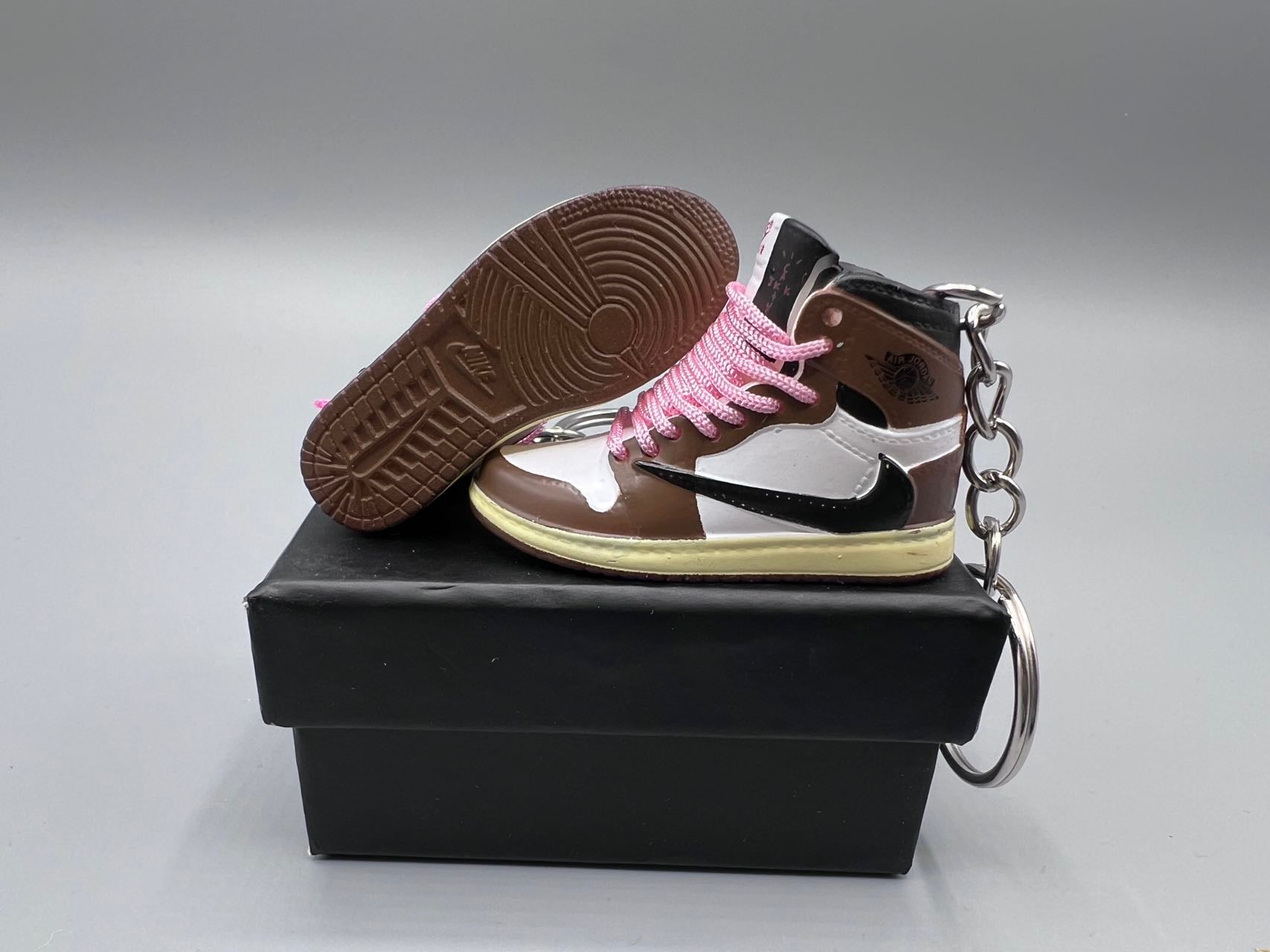 1:6 Scale Mini Sneaker – Doll Wear or Keychain - "Reverse Classic Mocha Inspired Pink Lace" (High)
