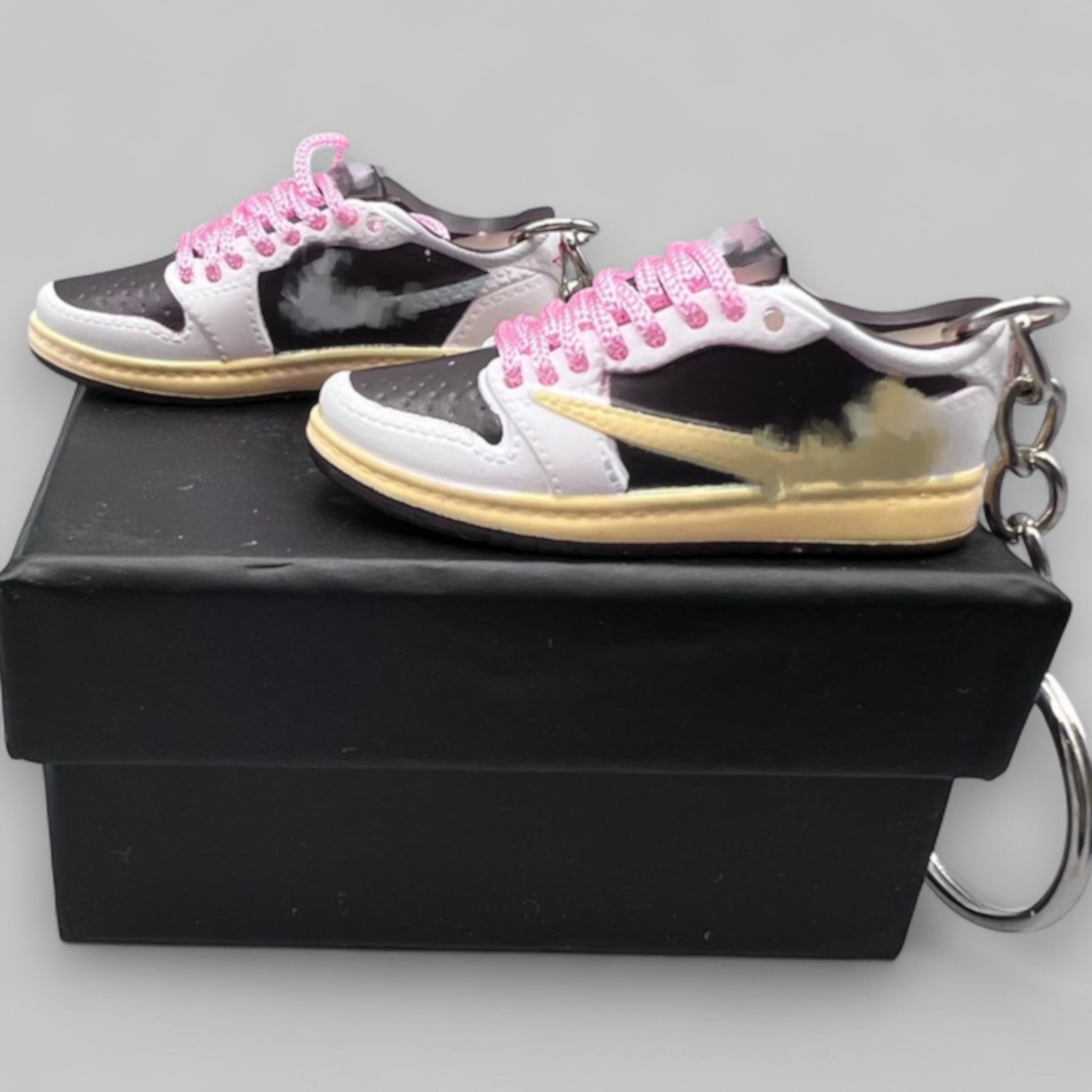 1:6 Scale Mini Sneaker – Doll Wear or Keychain - "Reverse Mocha Inspired Pink Lace"